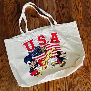 NEW Disney USA Mickey Minnie Pluto Oversized Canvas Beach Bag